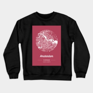 City map in red: Amsterdam, The Netherlands, with retro vintage flair Crewneck Sweatshirt